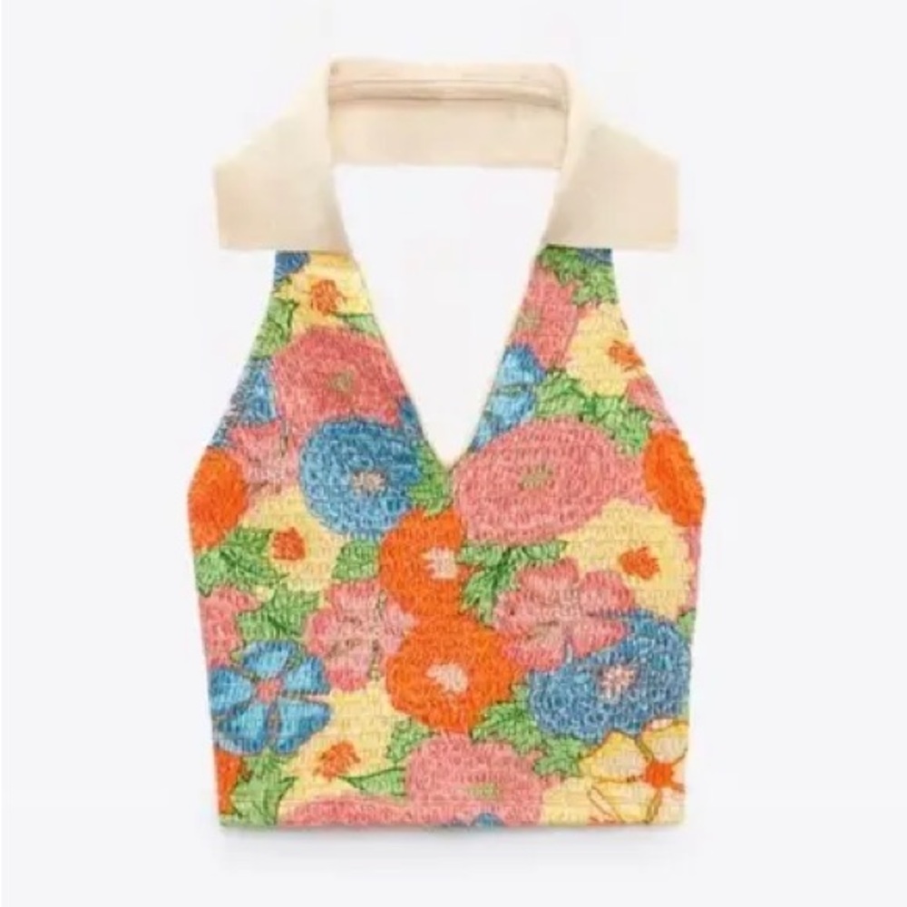 Zara Colorful Floral Halter Tank Top